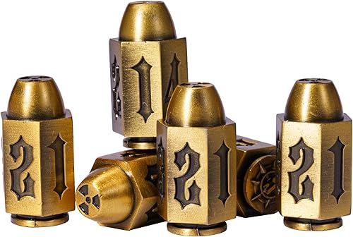 Juego de 6 dados de bala D6, dados de 6 tamaños para juegos de rol de Calabozos y Dragones, accesorios DND, regalos (dorado antiguo)