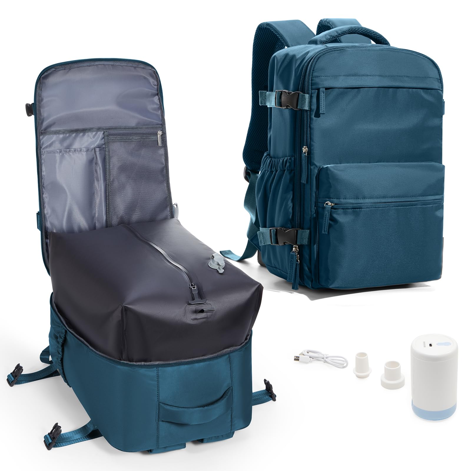 Zaino da Viaggio Grande Zaino Sottovuoto Con Pompa Donna da Escursionismo Sportivo da Esterno impermeabile Zaino Casual Laptop da 15.6 Pollici Borsa da Viaggio Uomo Blu