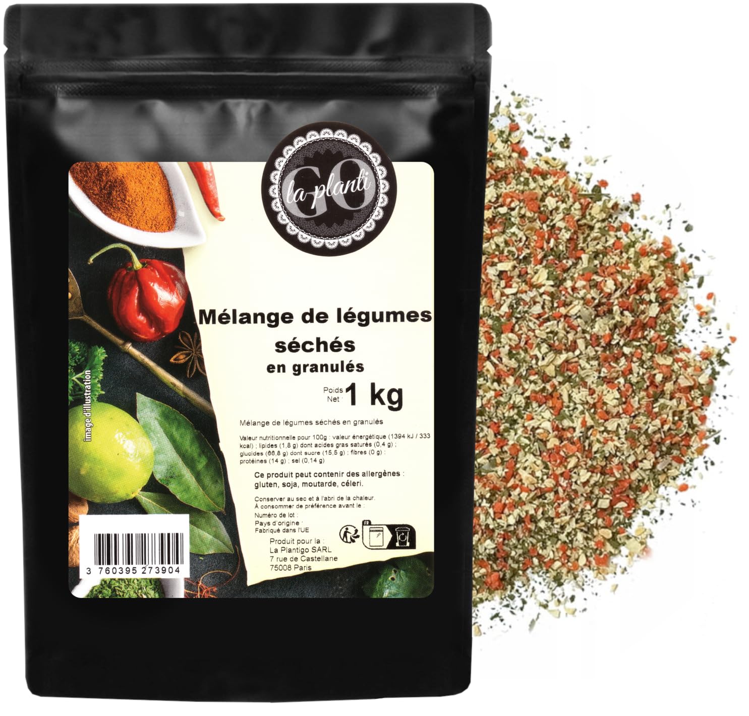 Mélange de légumes séchés en granulés 1 kg - LA PLANTIGO