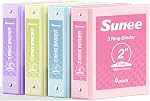 SUNEE 3 Beurre à anneaux 1 1 cm 4 Emballage, effacer la vue 1" Reliures Trois anneaux sans PVC (Fit 8,5x11 pouces) pour fournitures scolaires ou de bureau, pastel assorti