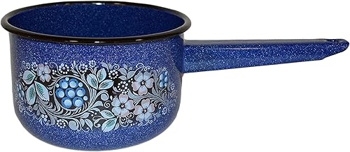 Olla esmaltada para utensilios de cocina, olla de cocina de acero esmaltado con arándanos de 1.6 cuartos de galón (1.5 L) Olla de sopa