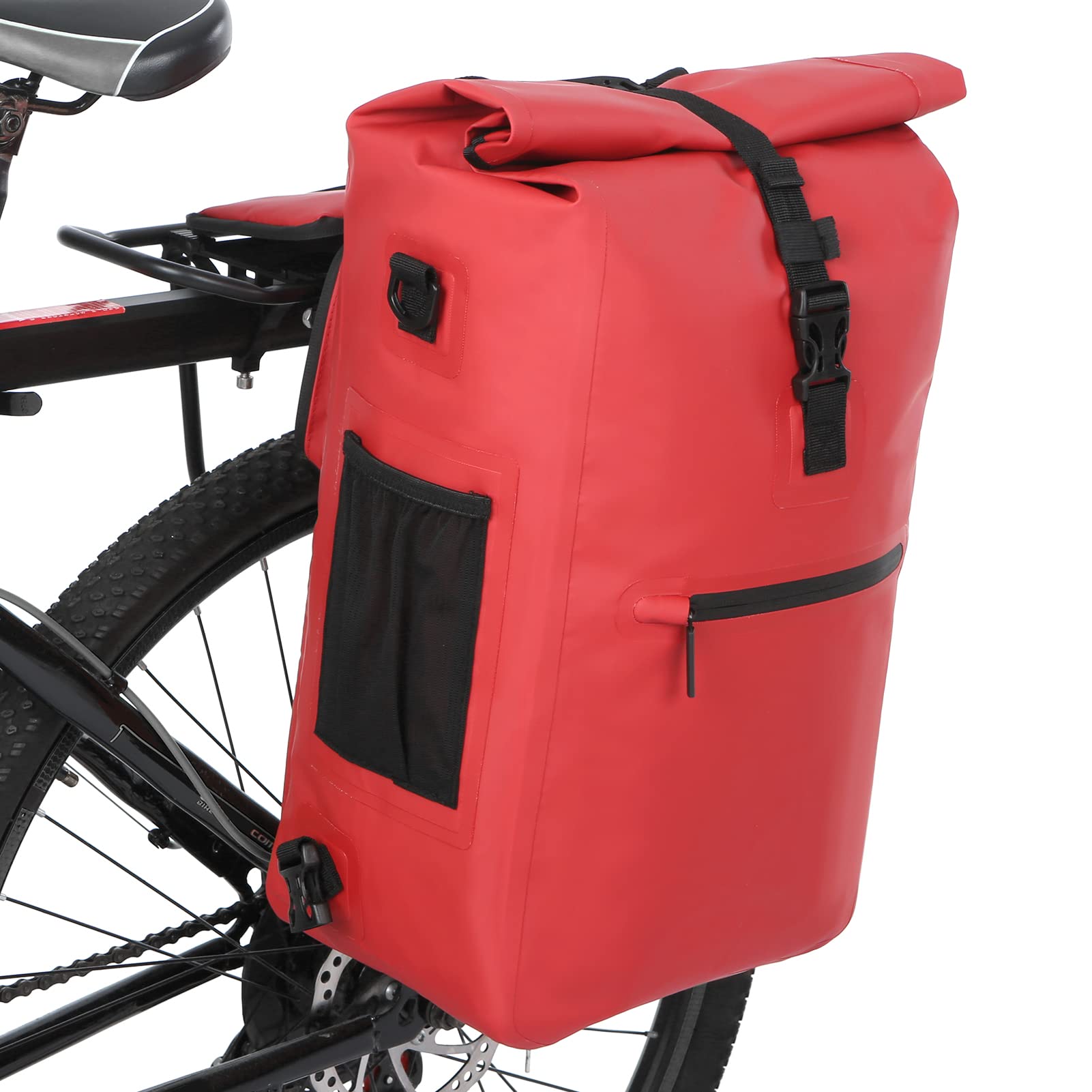 Mochila 3 en 1 para Bicicleta, Bolso de Hombro para Ciclismo, Desplazamientos, Senderismo, Viajes con Compartimento para Ordenador Portátil y Tira Reflectante (Rojo)