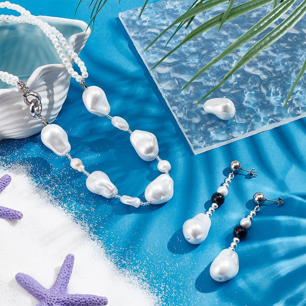 NBEADS 10 Pcs Shell Pearl Beads, Baroque Pearl Beads Irregular Loose Beads Electroplated Shell Pearl Beads for DIY Earrings Necklace Jewelry Making, 22.5x15.5x15mm - Image 5