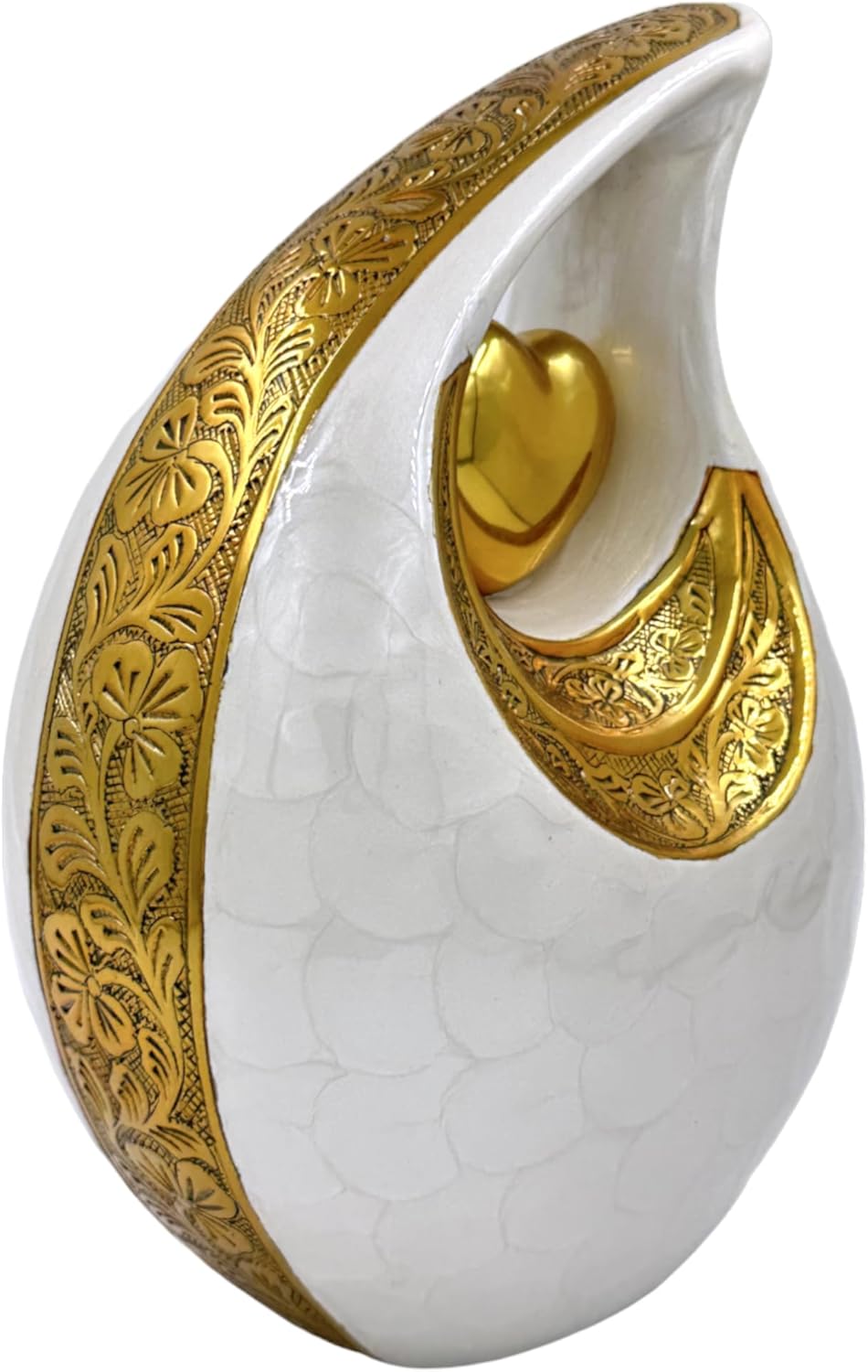 White Adult Cremation Urn with Personalization & Velvet Bag, Memorial Funeral Burial Urn for Human Ashes