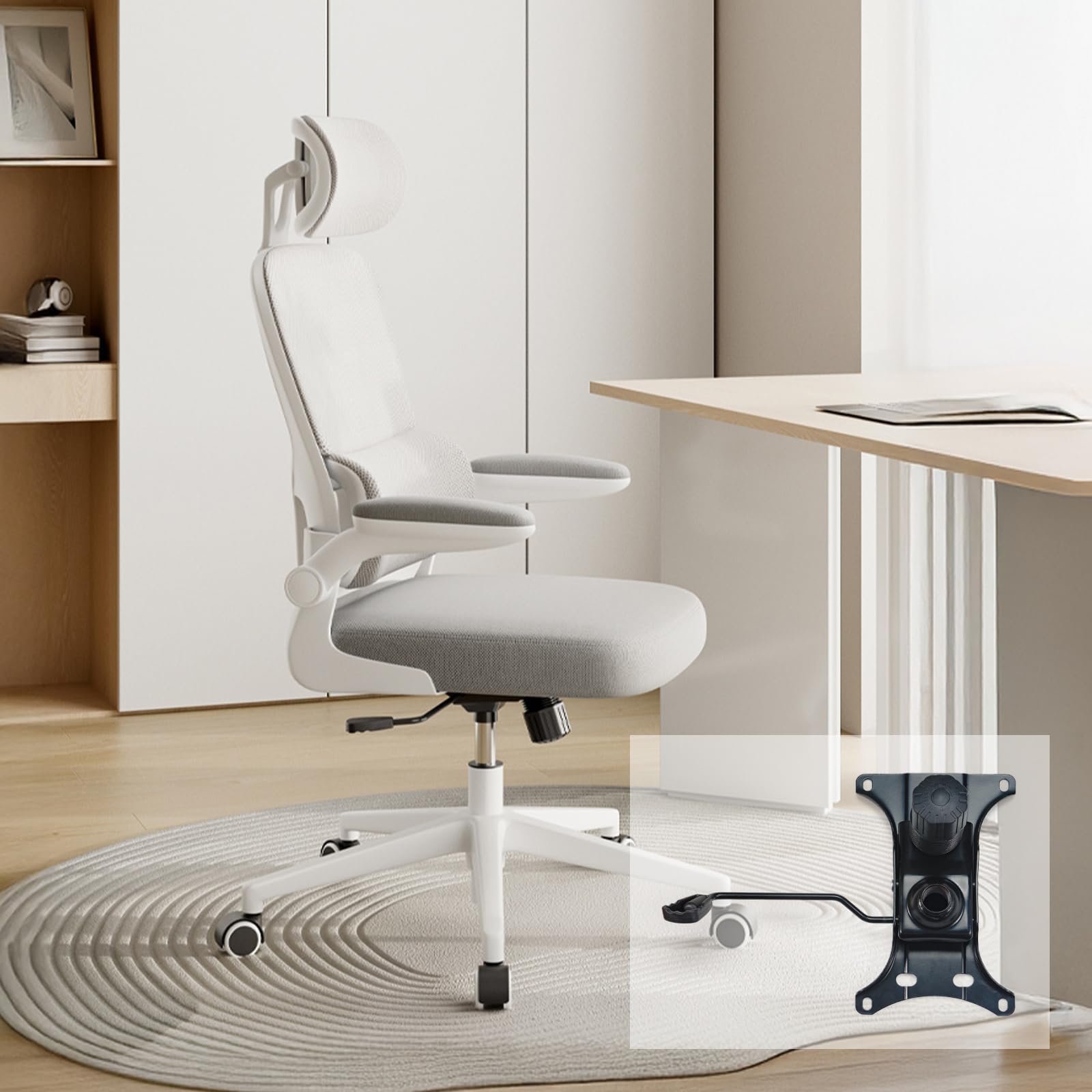 Sytopia Mécanisme de siège en métal pour chaise de bureau, plaque de base de 500 lbs avec trous de 15,2 x 25,4 cm, fonction bascule et réglage de la hauteur, remplacement universel Tilt & Lock pour