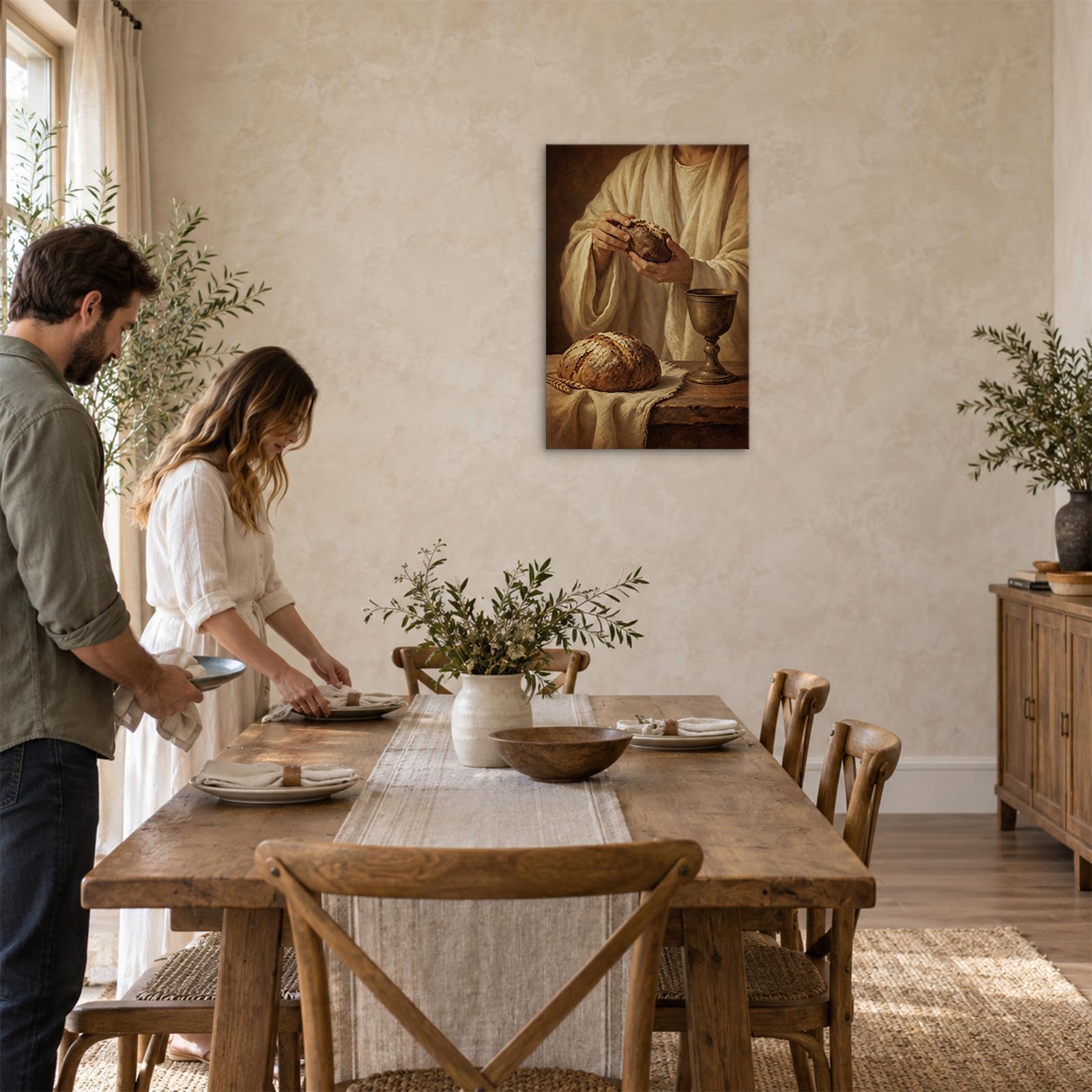 Jesus Breaking Bread Wall Art Catholic Wall Decor Eucharist Picture