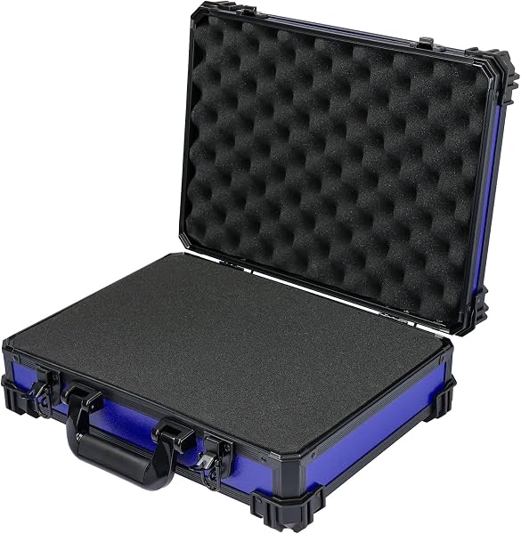 HMF 15502-05 Walizka transportowa z pianką rastrową, walizka uniwersalna, 39 x 29 x 12 cm, niebieska