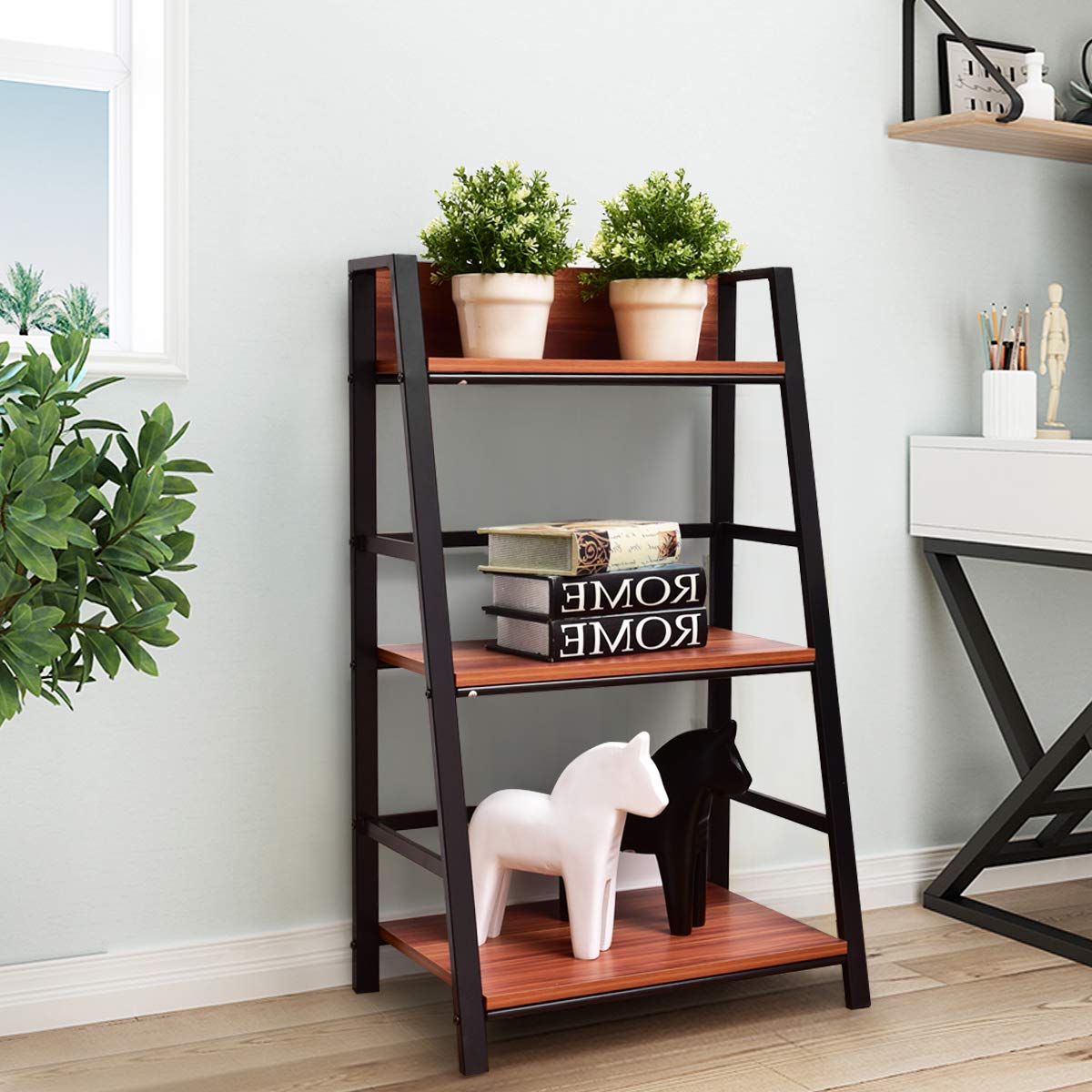 Buy TANGKULA 3Tier Ladder Shelf Home Office Bookshelf Plant Display