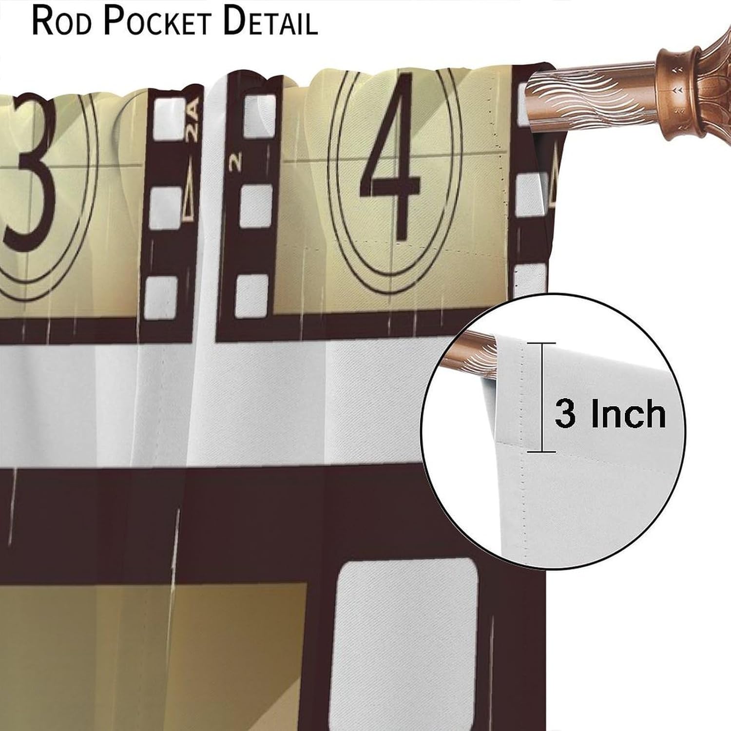 Vintage Theater Curtains, Retro Home Cinema Film Strips Motion Picture Art Printed Blackout Window Drapes for Bedroom Living Room Kitchen Decor Fabric 2 Panels 42x54 Inch 80% Shading Rate