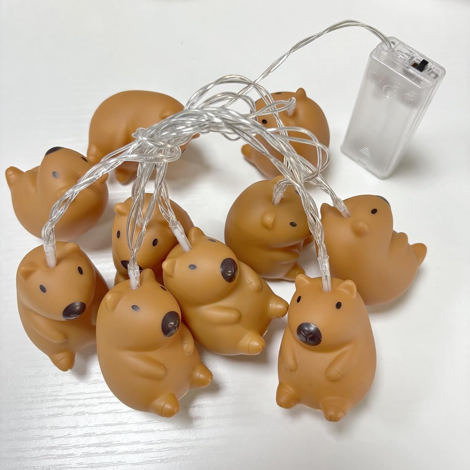 Cute Capybara String Lights, 5.4ft 10LEDs Novelty Animal Painted Capybara Night Lamp, Battery Powered Portable Cute Nightlights for Bedroom Decor Capybara Lights (Capybara)