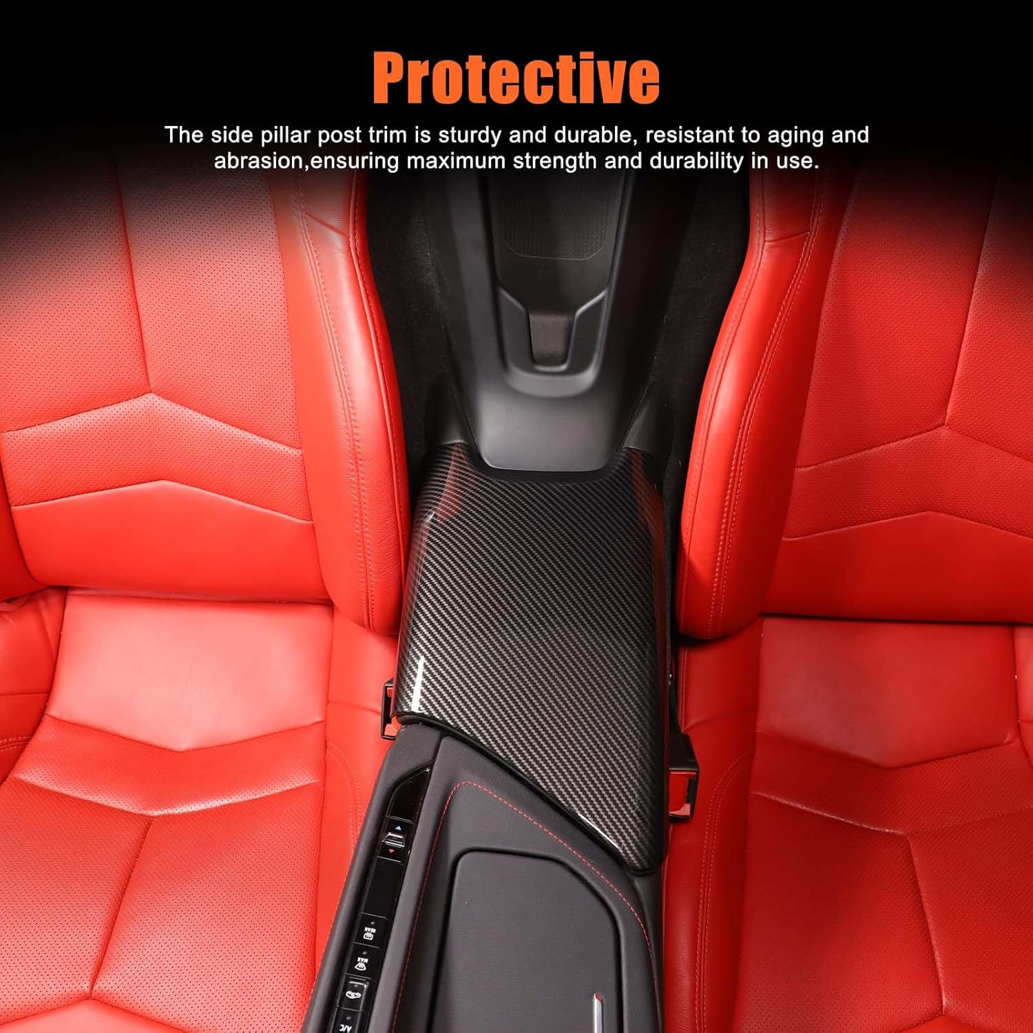 TOYCIDFG Car Center Console Armrest Box Cover Trim Compatible with C8 Corvette 2020-2025, Car Interior Decoration Accessories (Carbon Fiber Pattern)