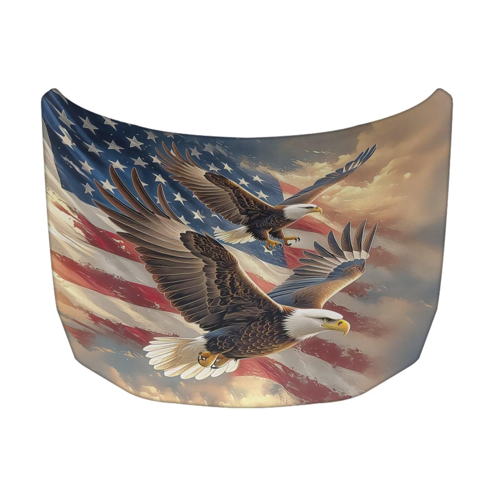 Eagle and American Flag Print Car Hood Cover Scratch Car Protector Waterproof Auto Hood Wrap Blanket Universal Auto Exterior Accessories for Sedan SUV Pickup Truck Jeeps