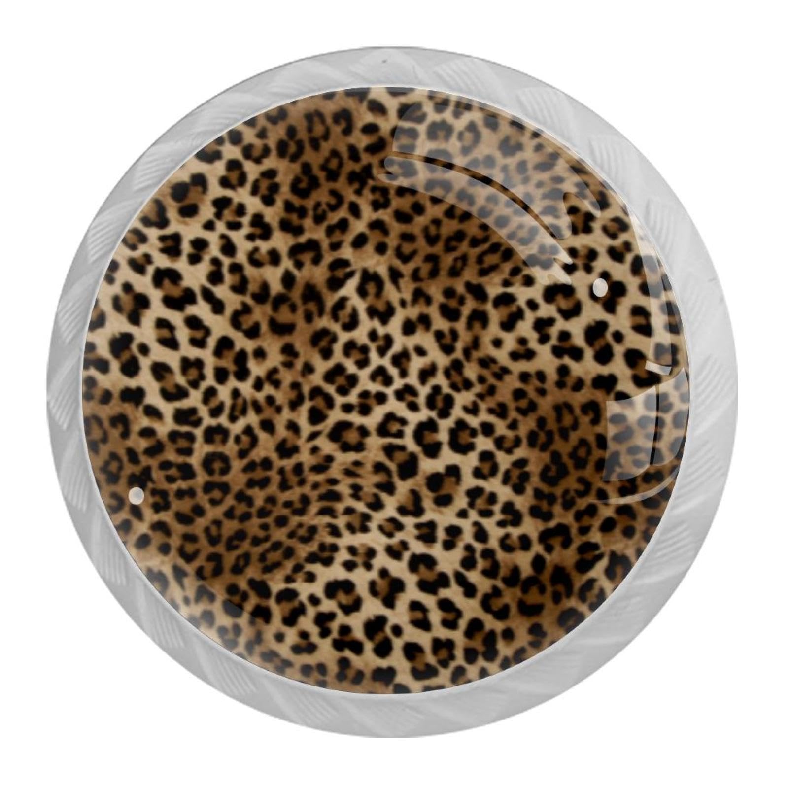 Tqmspg 4 Pieces Drawer Pulls Leopard Skin Print Door Knobs Dresser Handles for Kitchen Wardrobe Cupboard Hardware Furniture