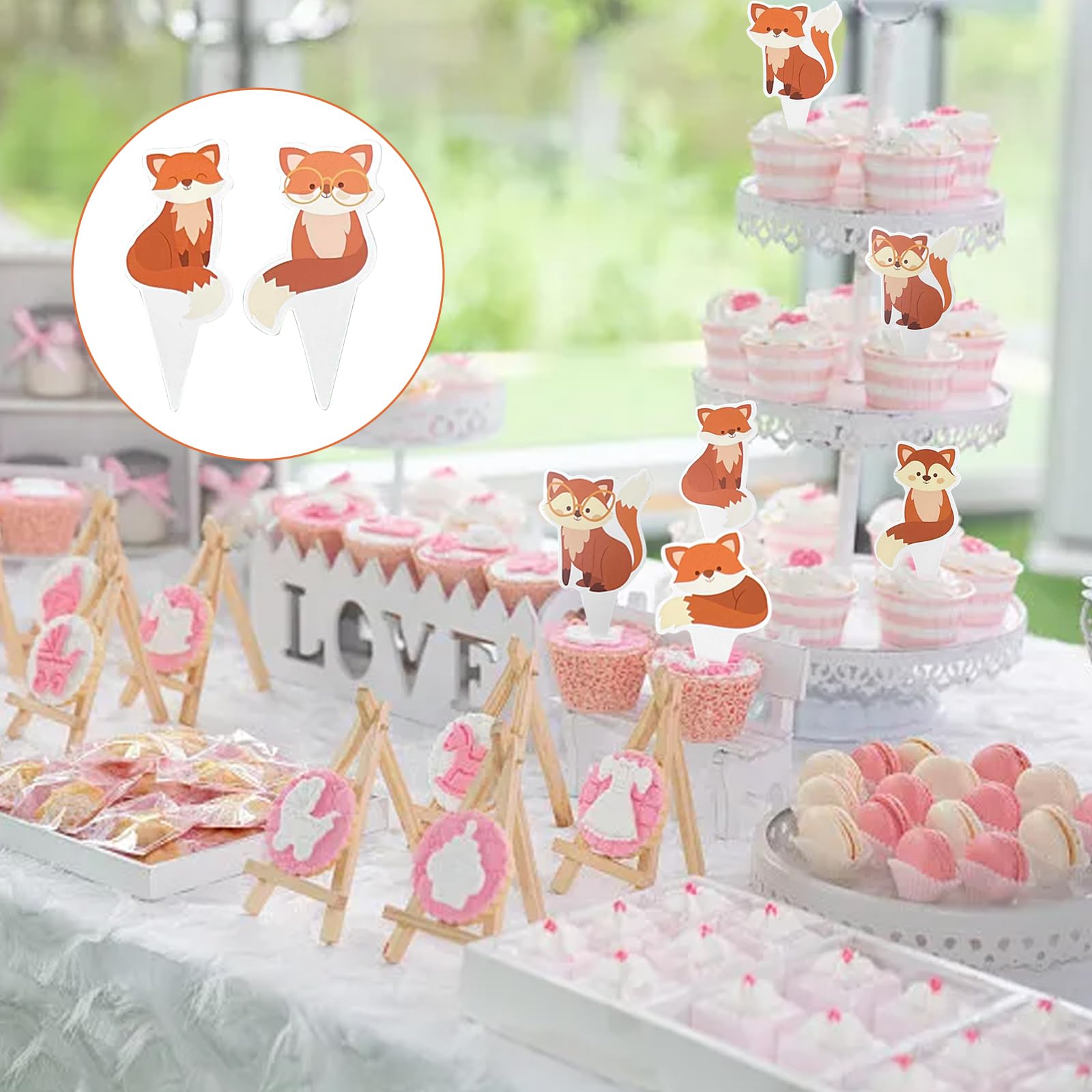 Fuchs-Kuchendeckel Set – Inkl. Wolken, Sterne, Mond & Leiter – Torten-Deko Für Kindergeburtstage, Wiederverwendbar, Nicht Essbar