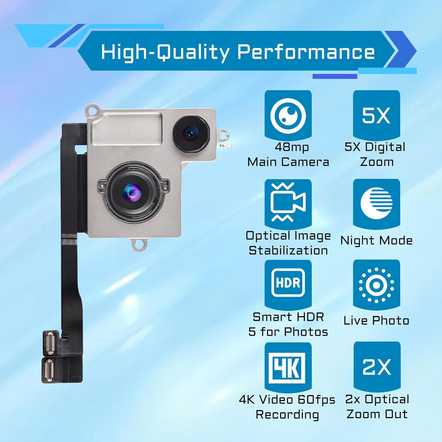 for iPhone 15 Plus Rear Camera Replacement for iPhone 15plus 48MP Main Back Camera Replace Full Repair Tools Kit with Magnetic Pad Screwdriver A2847 A3093 A3094 A3096