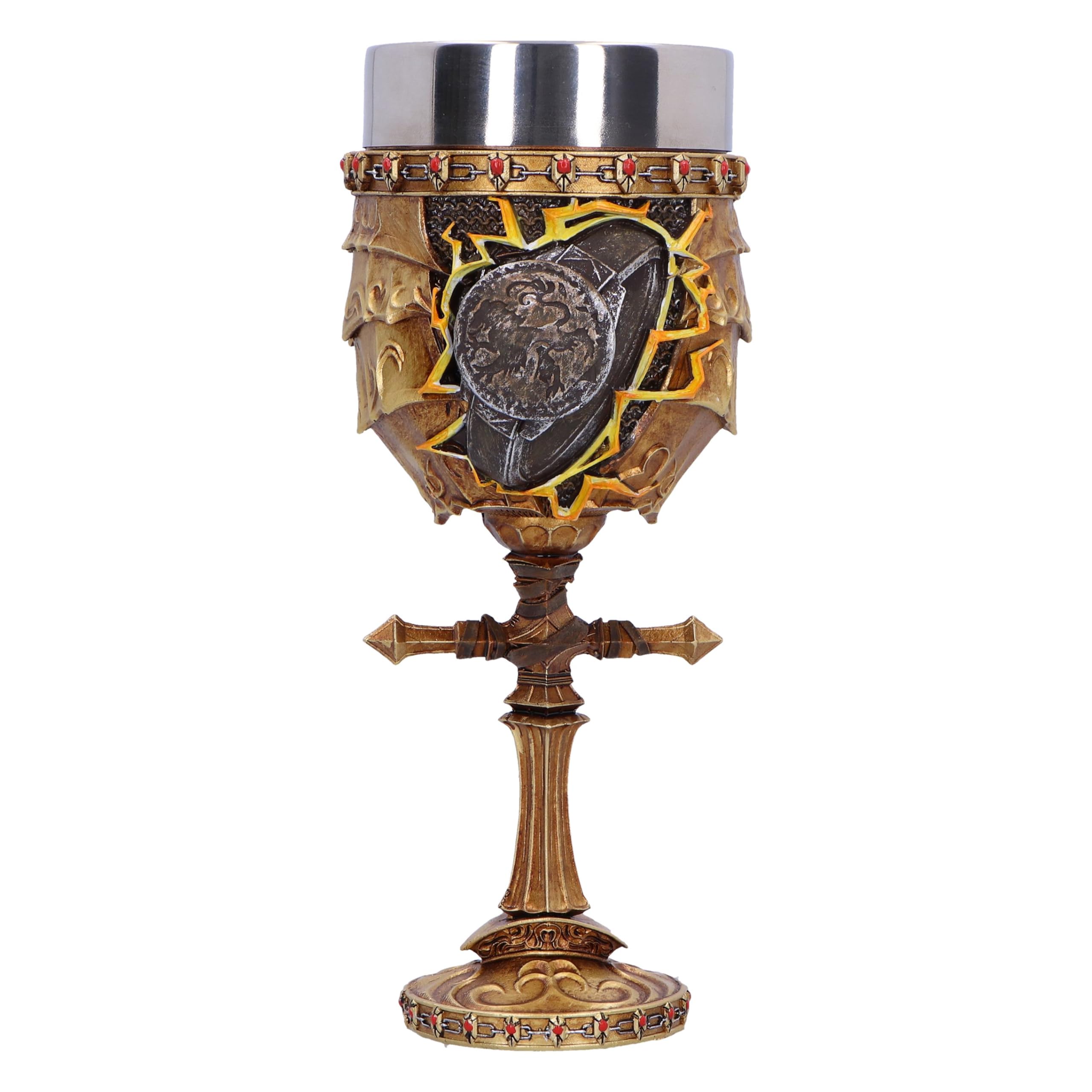Nemesis Now Dark Souls Ornstein - Copa de 15,5 cm, resina, oro, producto oficial de Dark Souls, copa de vino Dark Souls Trilogy, inserto de acero inoxidable, fundido en la mejor resina, pintado a mano