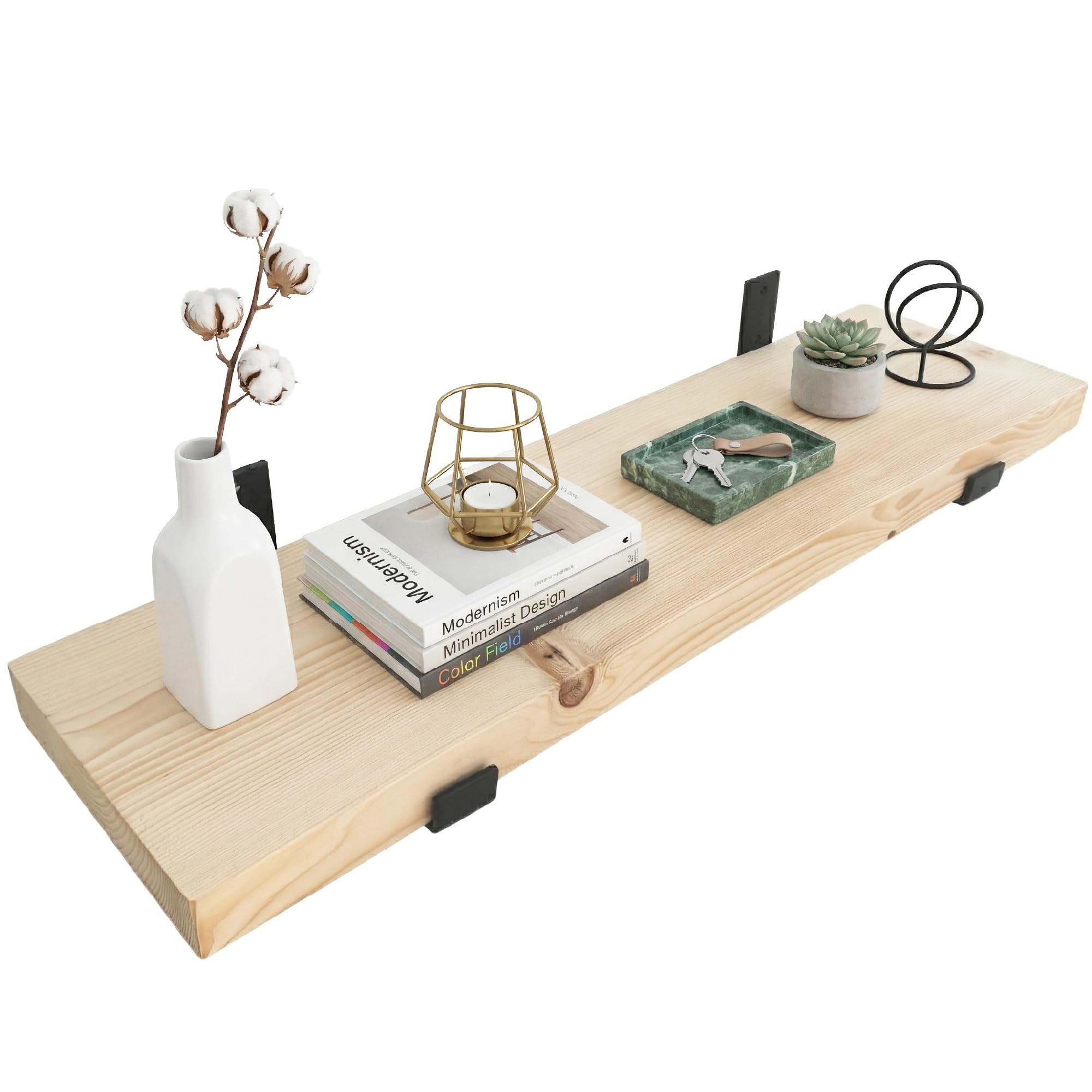 Top Notch Home & Living Handcrafted Rustic Wooden Wall Shelf, Incl 2 Up Brackets, Wood Shelves Made in the UK from Solid Timber, Heavy Duty for Kitchen, Bathroom & Living Room