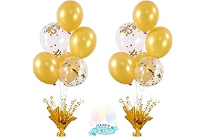 Gold Stand Up Shower Kit: 2 Gold Table Centerpiece Balloons with 12...