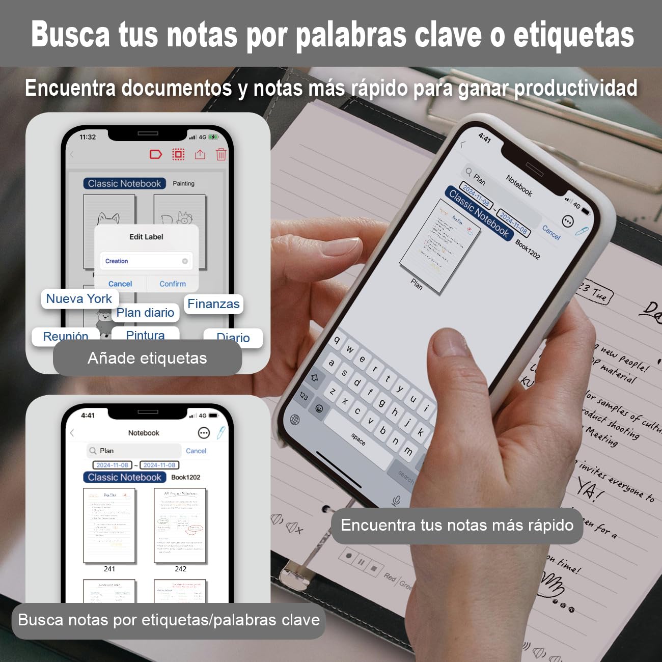 Ophayapen Smart Pen Set – Bolígrafo Inteligente con Cuaderno y App – Digitaliza Notas Escritas, Audio Sincronizado y Exportación PDF/Word – Compatible con iOS y Android