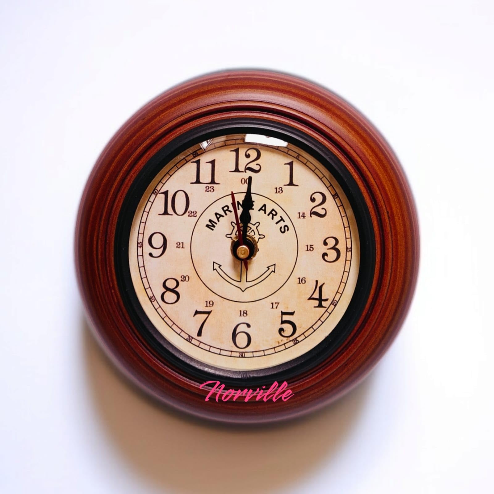 NORVILLE® Wooden Wall Clock for Home Office Room Wall, (Size- 6 Inch, Brown)-image-32