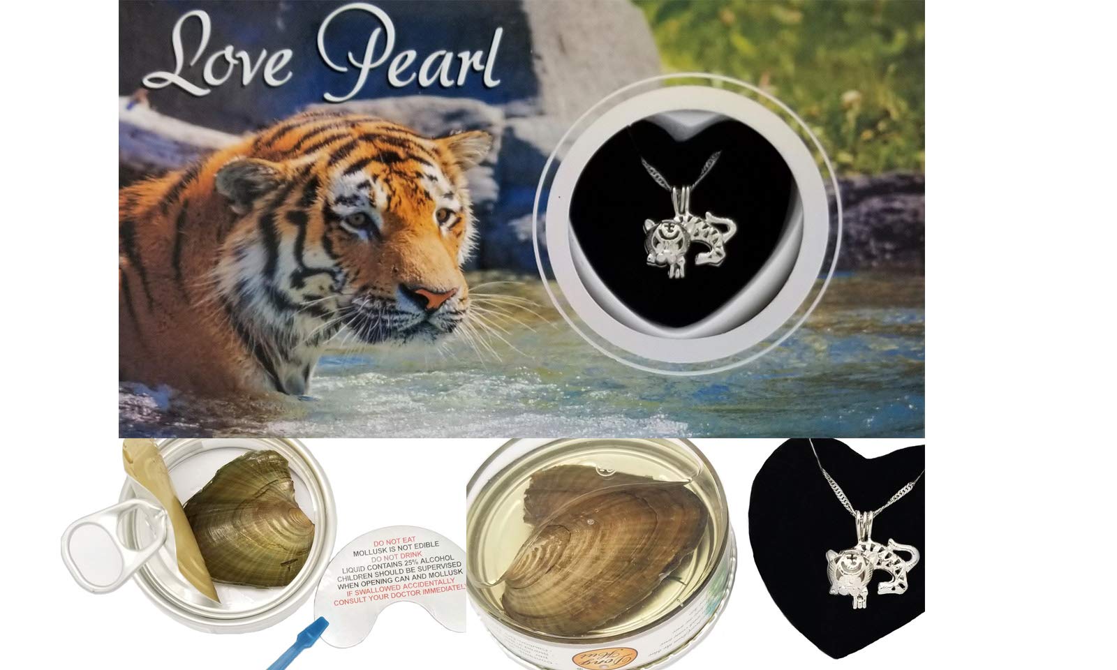 Tiger Love Wish Pearl Kit Chain Necklace Kit Pendant Cultured Pearl in Kit  Set with Stainless Steel Chain 16