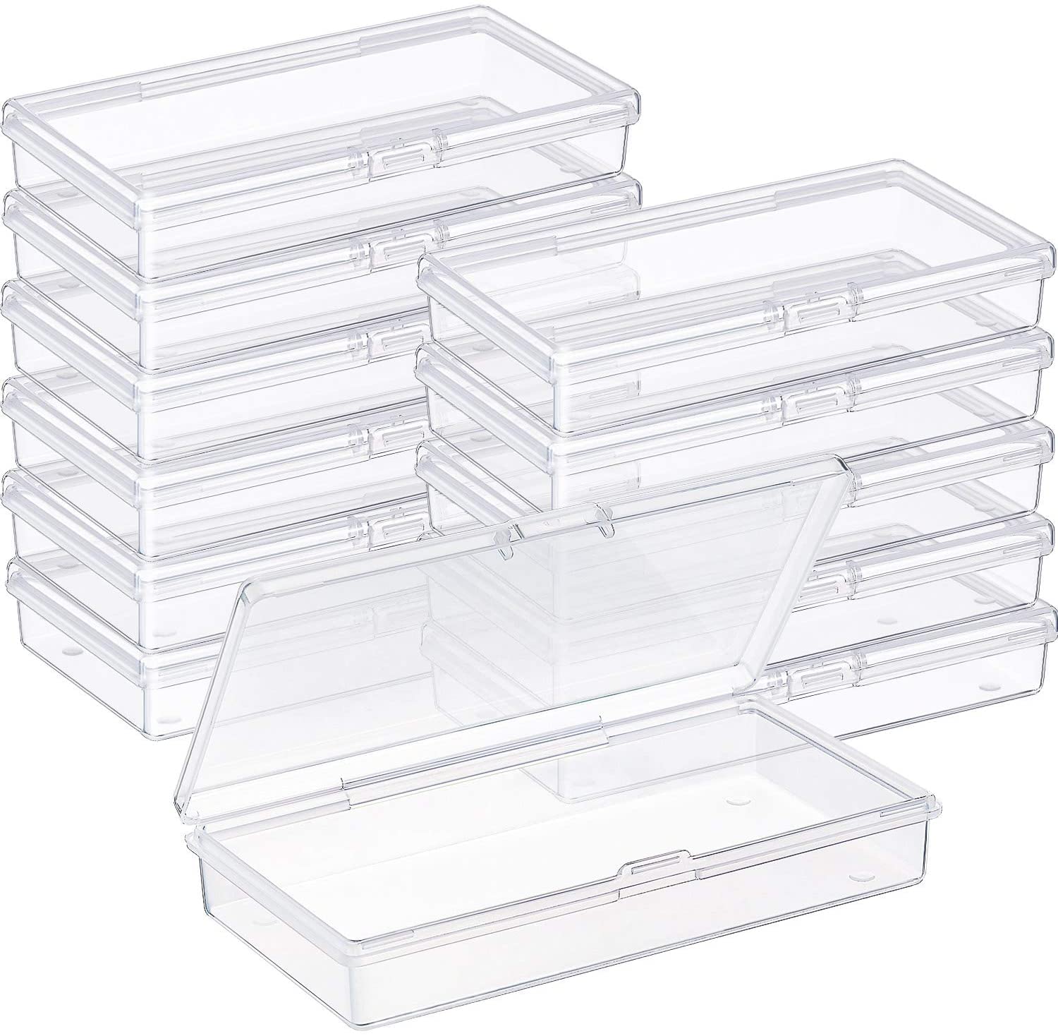 Gebildet 12 Pcs Small Clear Case, Rectangular Plastic Storage Containers Box with Lid for Pills, Jewellery, Herbs, Tiny Bead, Craft Items