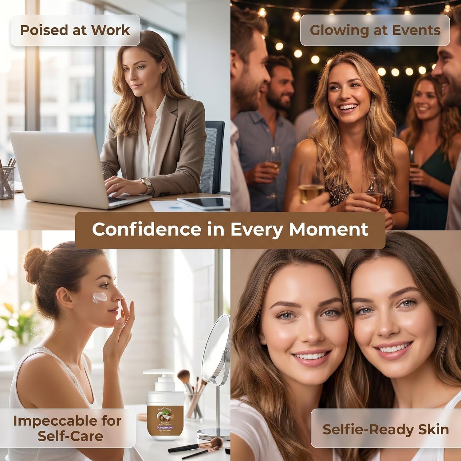 Painless Hair Removal Cream for Women, Coconut Oil Enriched Formula with Aloe & Peach for Sensitive Skin Care