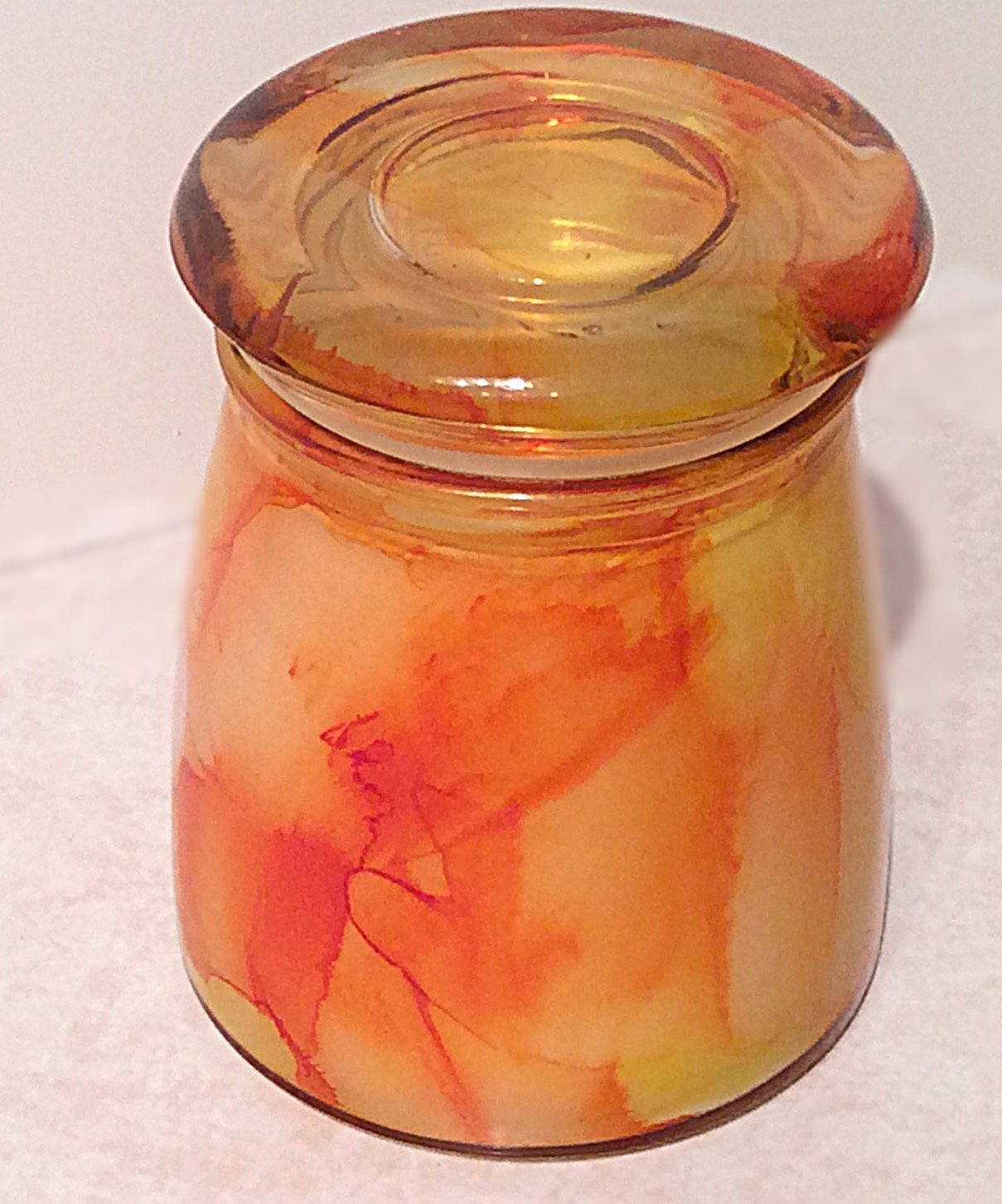 4 1/2 ounce Hand painted glass small mushroom jar Soy