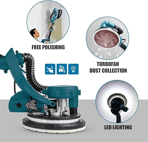 Miniatura 4 de XDOVET Lijadora de paneles de yeso, herramienta de extracción de techo de palomitas de maíz, máquina lijadora eléctrica de pared de 800 W, 6