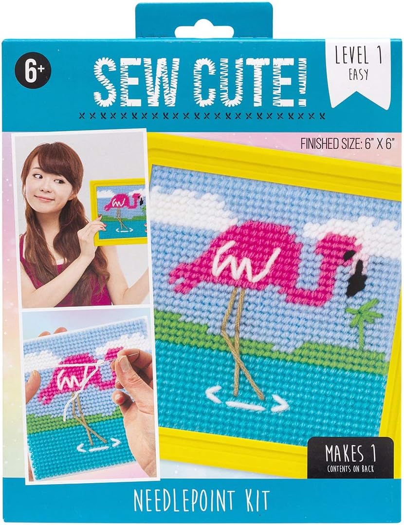 American Crafts Colorbok Sew Cute! Needlepoint Kit-Flamingo