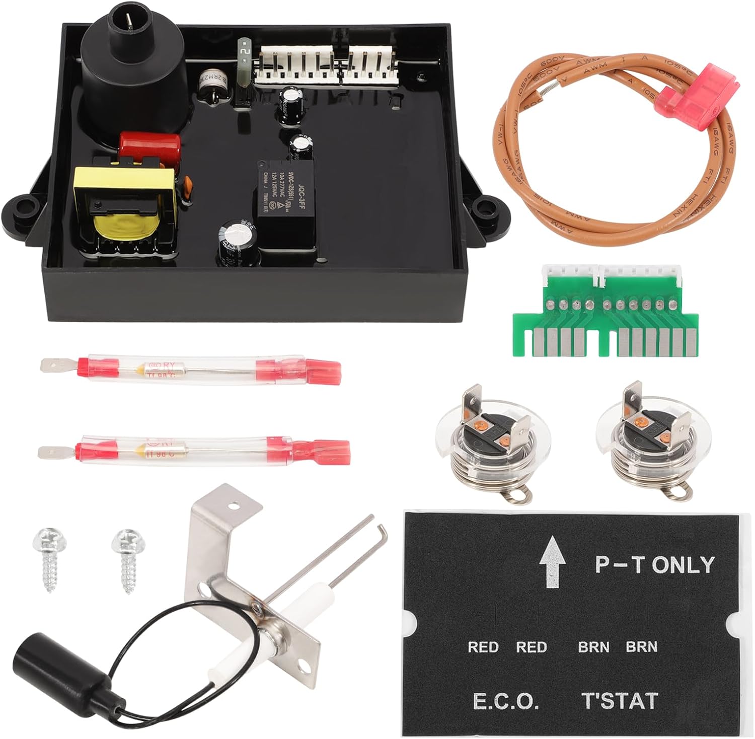 3 in 1 Value RV Water Heater Replacement Parts Spare Kit for A-twood/D-ometic, 91365 RV Water Heater Circuit Board, 91447 Thermal Cut Off & Thermostat Kit, 93868 Spark Probe Igniter Electrode