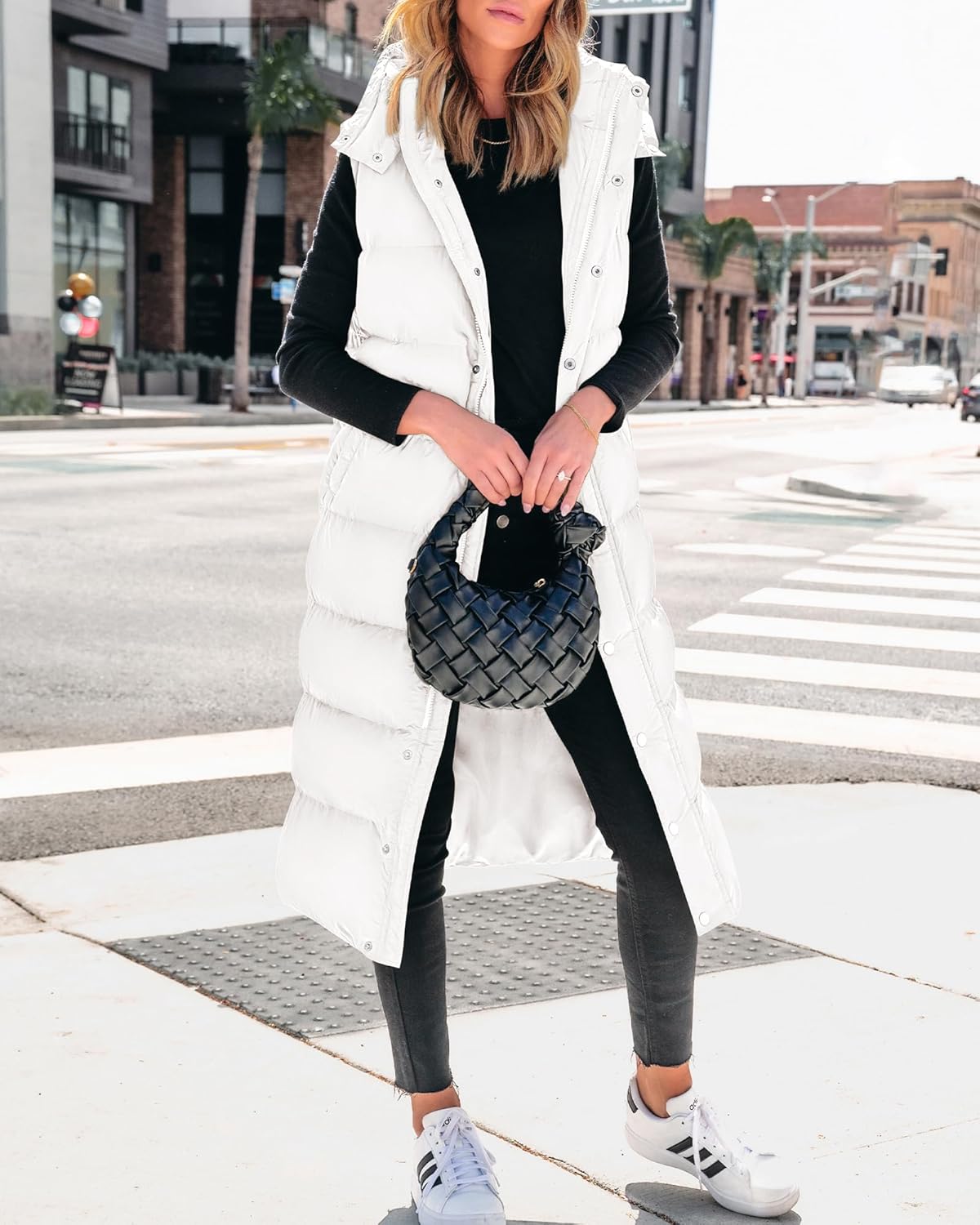 BTFBM Long Puffer Vest Women Quilted Hooded Button Down Zip Up Sleeveless Vests Outerwear Padded Jacket Fall Winter Coat - Image 8