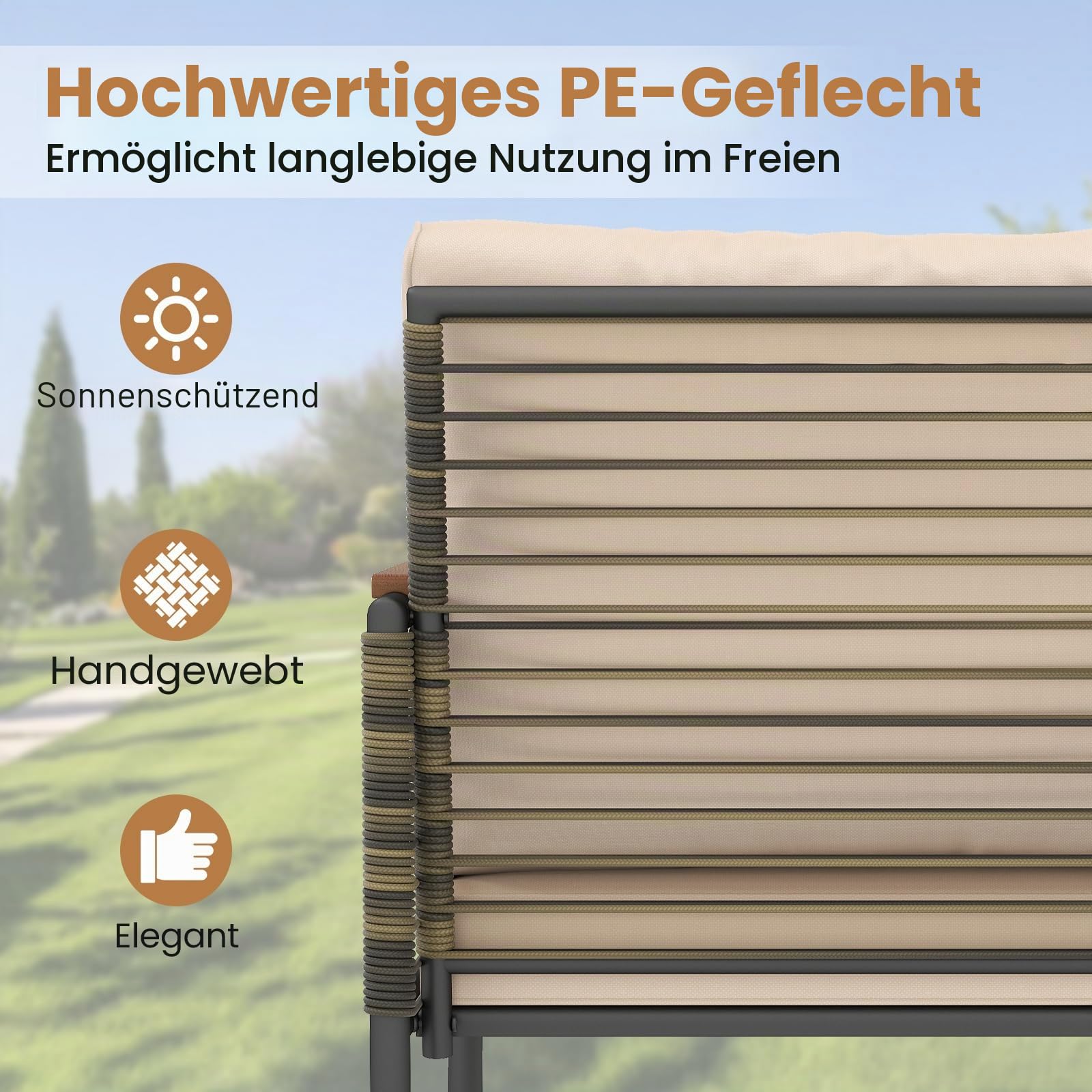 FANTASK Rattan Gartenmöbel Set für 2 Personen, Terrassenmöbel Set inkl. 2 Stühle mit Kissen, Hocker & Tisch, Gartengarnitur, Gartenlounge für Garten, Balkon, Terrasse (Beige)