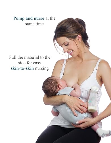 Miniatura 4 de Essential Pump&Nurse Tank - Brasier todo en uno para bombeo y lactancia manos libres para todos los extractores de leche, color gris oscuro, XS,