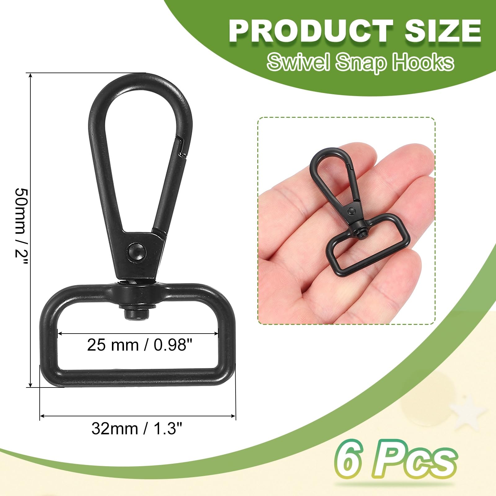 YELARXI Swivel Snap Hooks, Metal D Ring Keychain Lanyard Clip Hook Lobster Clasp Claw Push Gate Clip - Image 2