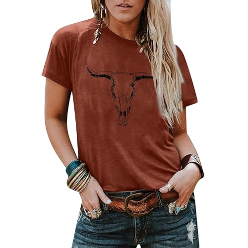 Boho Cow Skull Shirt Women Cowgirl t Shirt Vintage Western