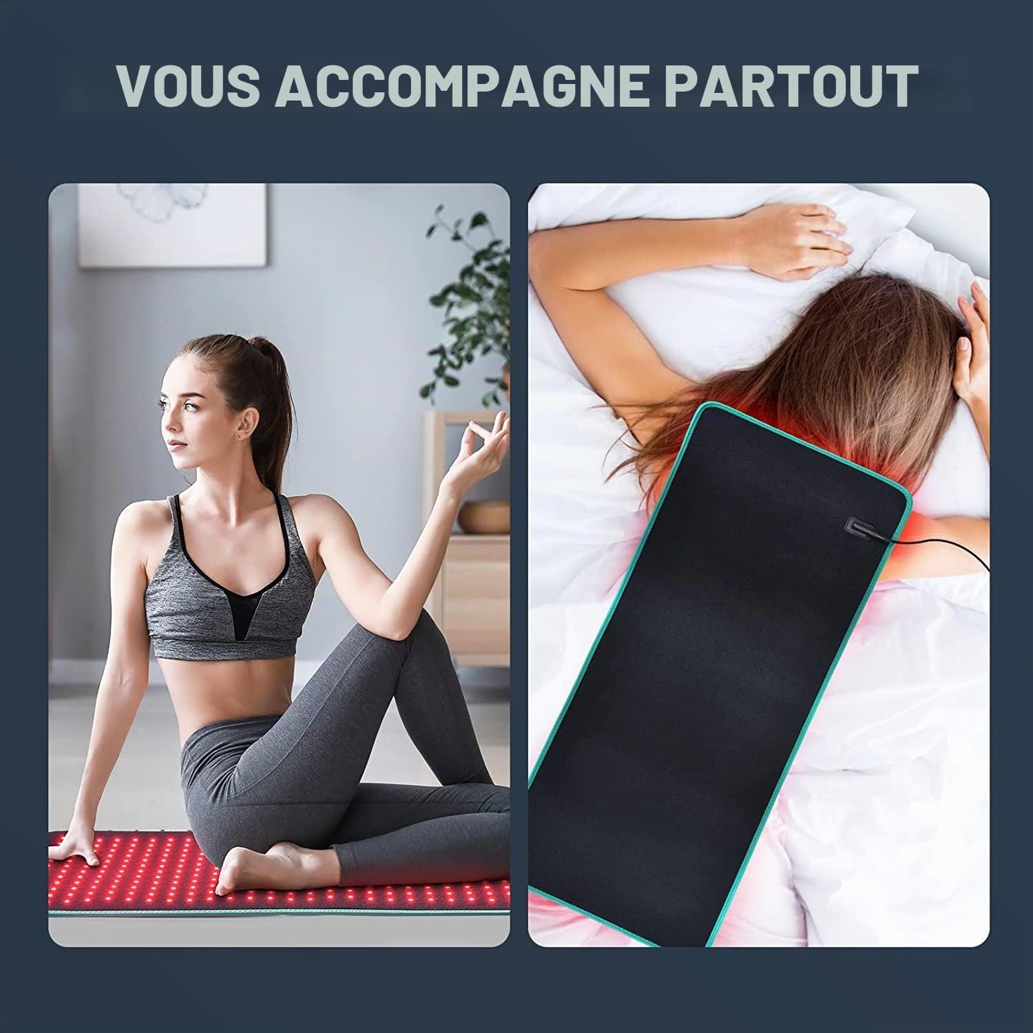 iTHERAU Lampe Infrarouge Ceinture 80x30cm Plus Red Light Therapy 360LEDs Courroie 660nm Lumière Rouge & 850nm Infrarouge Thérapie pour Inflammation Soulagement de Douleur Muscl Articulation