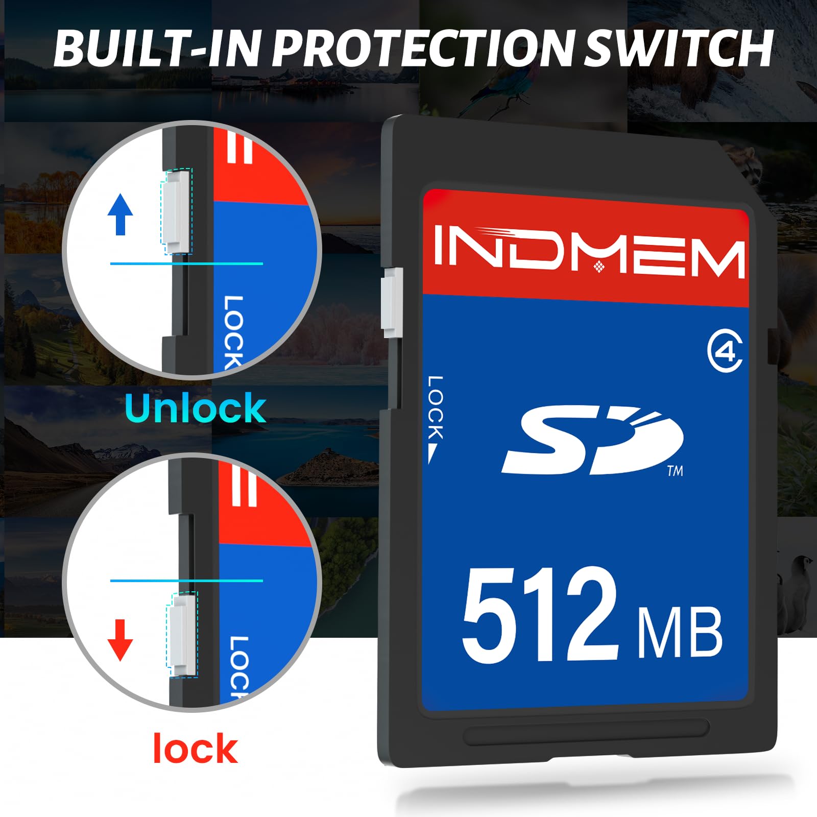 INDMEM - Tarjeta SD de 512 MB, 10 paquetes de tarjetas de memoria MLC para cámaras digitales | Tarjeta digital segura estándar (SD), chip MLC, velocidad clase 4, compatible con cámaras