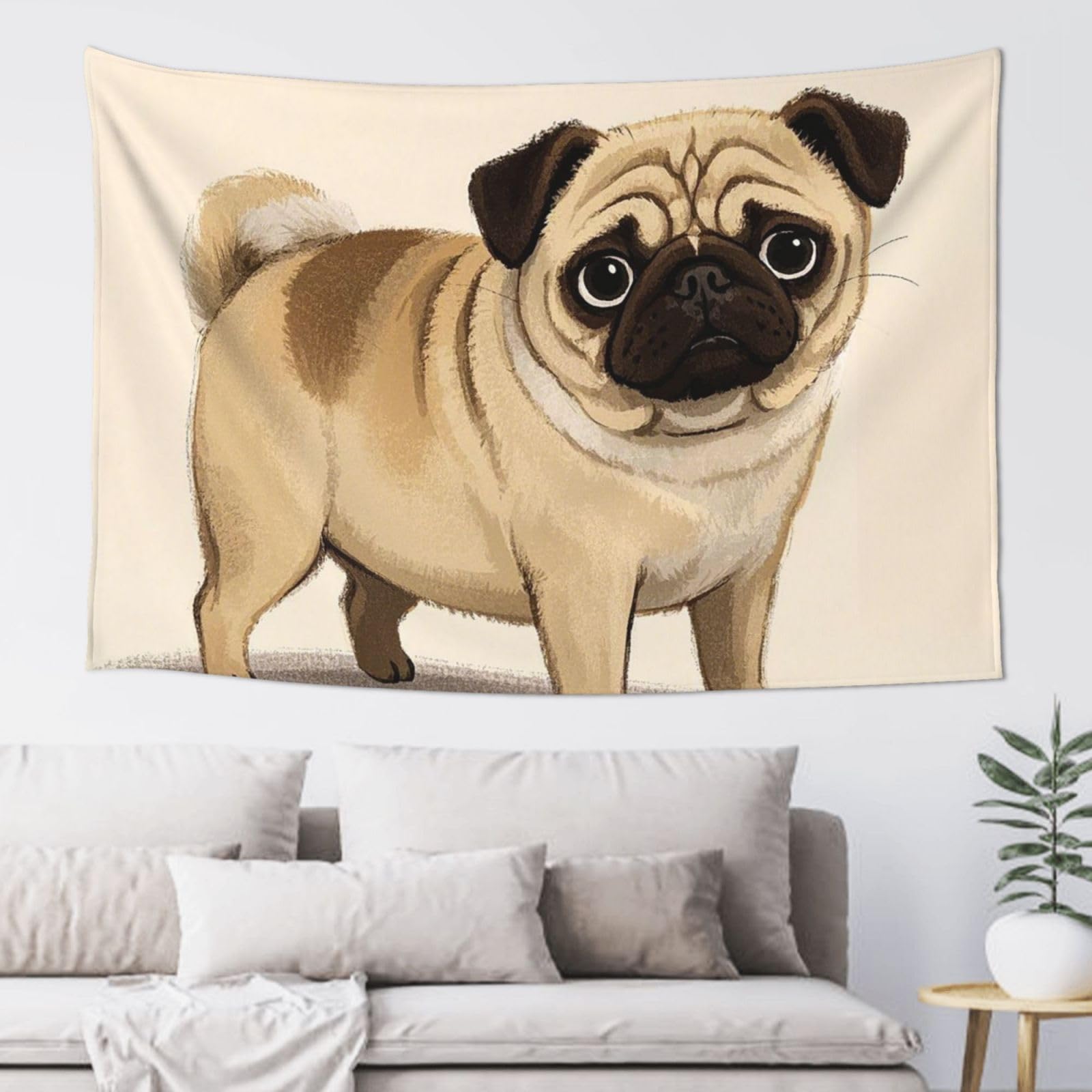 FodPand cartoon pug Tapestry for Bedroom Aesthetic, Wall Hanging Tapestries Art Decor Backdrop Wall Tapestry for Dorm Living Room Funny Poster Party Banner Background 40" X 60"
