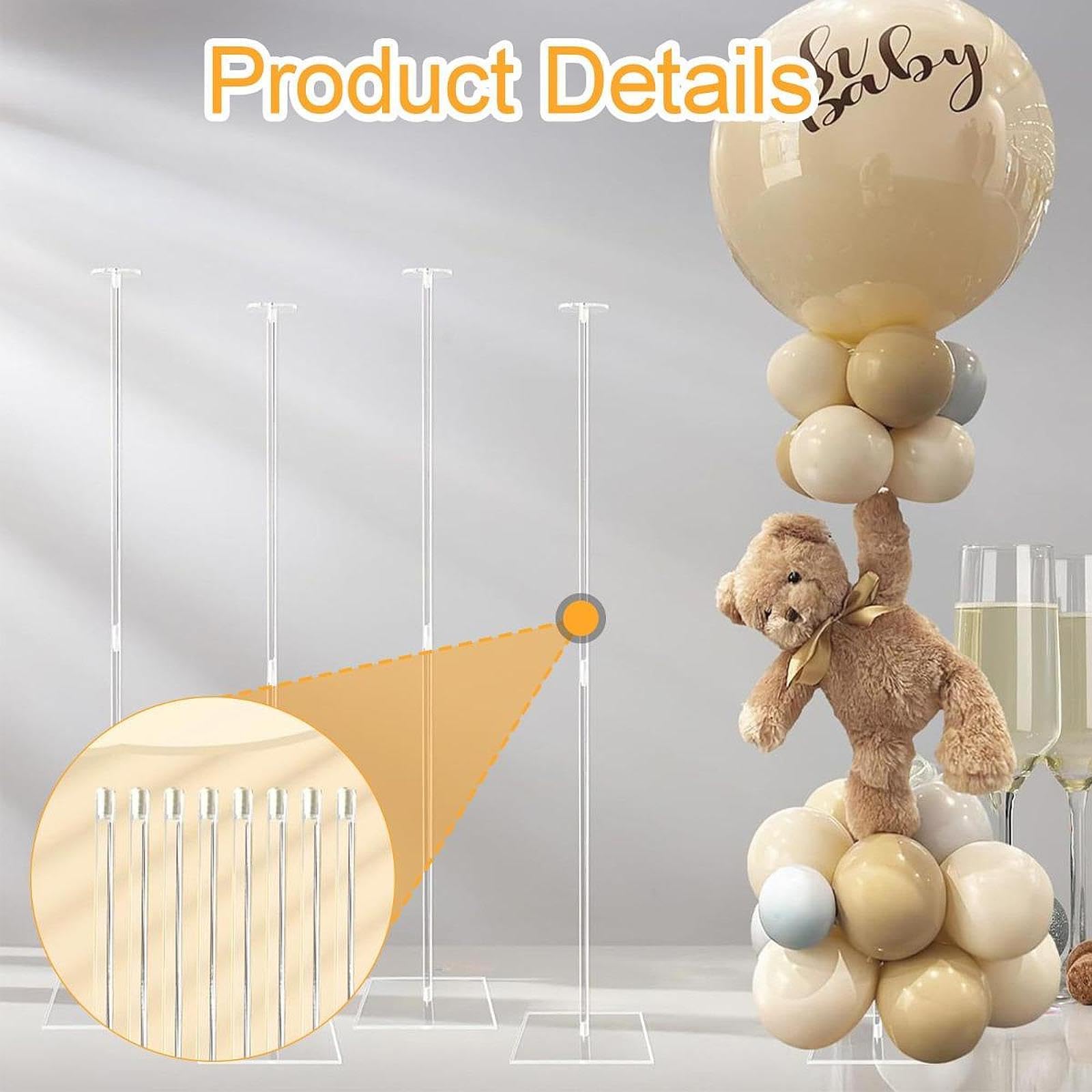 Set di 4 Supporti per Palloncini Riutilizzabili con Base per Feste di Compleanno, Ringraziamento Shower.
