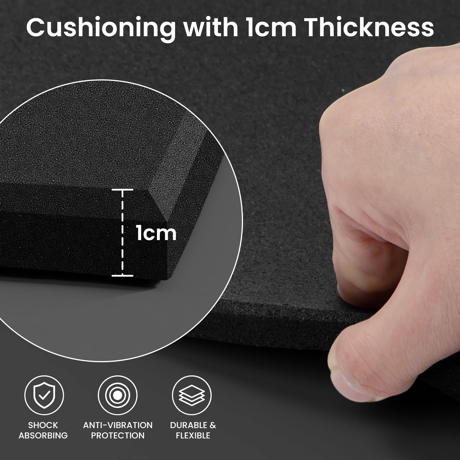 THMINS 1er-Pack Anti-Vibrationsmatten für Waschmaschinen, 60 x 60 x 1 cm | 60 x 60 x 1 cm; Zuschneidbar; Vibrationsdämpfende Unterlage; Für Waschmaschinen, Trockner und Fitnessgeräte
