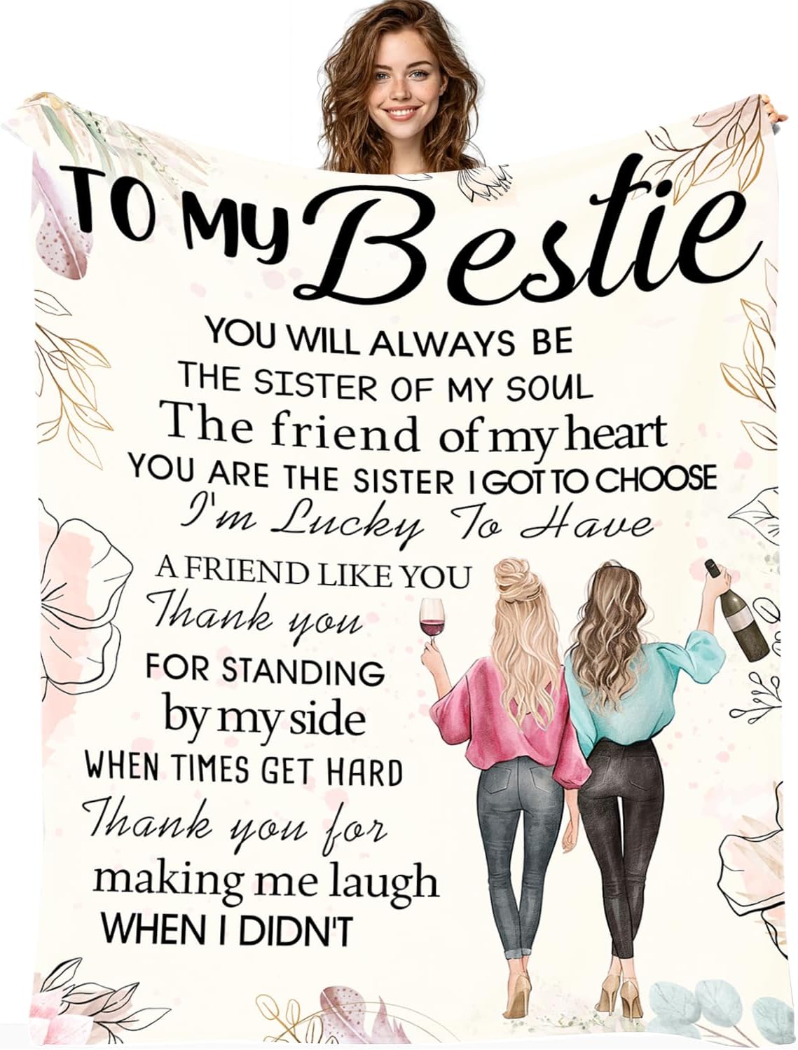 Bestie Gifts for Women - Best Friend Blanket Gift 60 x 50 Inch | Long Distance Friendship Gift Thinking of You Gifts | Perfect for Mother's Day, Birthday & Far Away Besties - Image 2