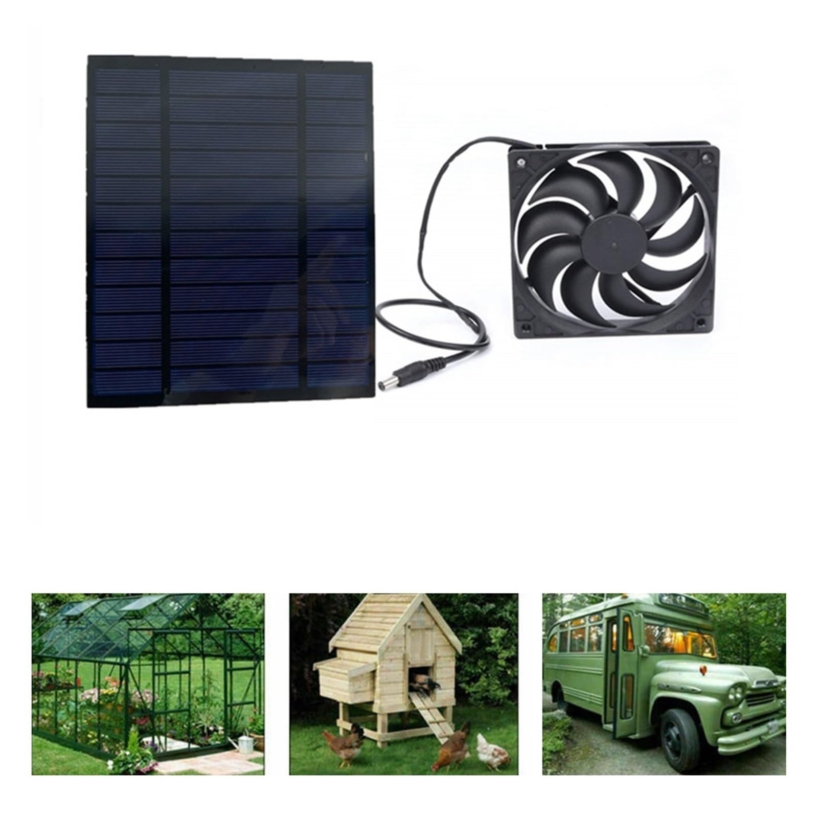 Ventilatore di Scarico Del'aria con Pannello Solare da 20 W E 12 V, Mini Alimentato A for Pollaio, Serra for Cani Raffreddamento Rapido