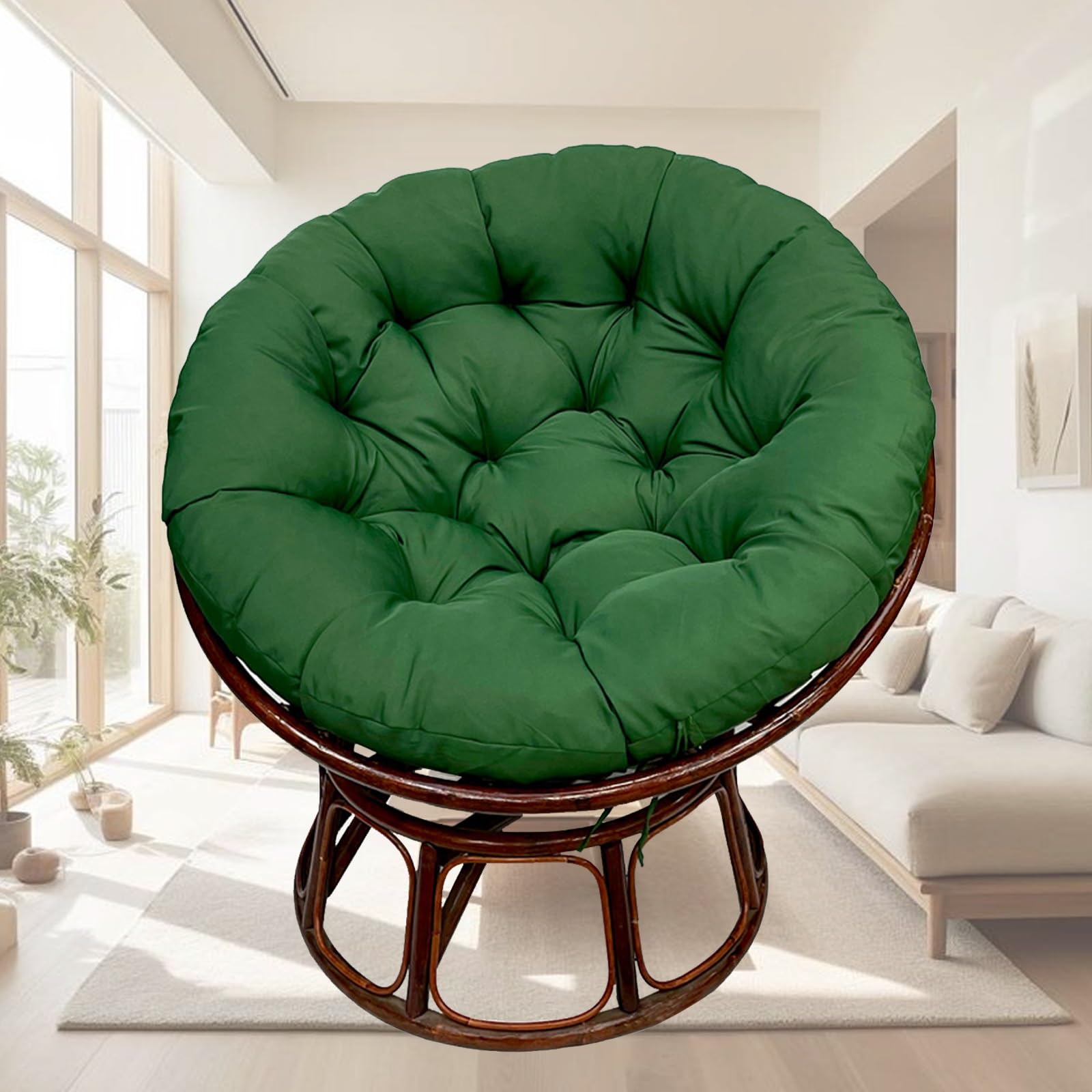 Cojín redondo para silla de jardín y patio con funda lavable verde