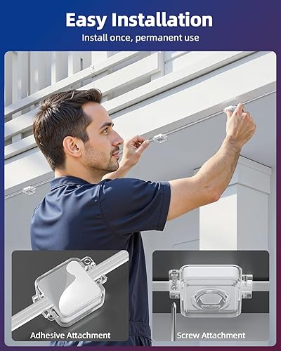 Miniatura 8 de REYLAX Luces permanentes para exteriores de 100 pies con 60 luces LED, luces de alero RGB+IC, IP67 impermeable, múltiples escenas para decoración de