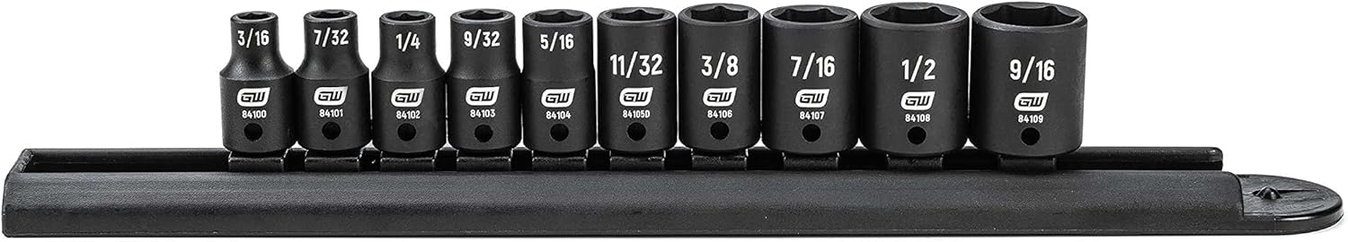 GEARWRENCH 1/4" Drive Standard Impact SAE Socket Set 10 Pc., 6 Point - 84906