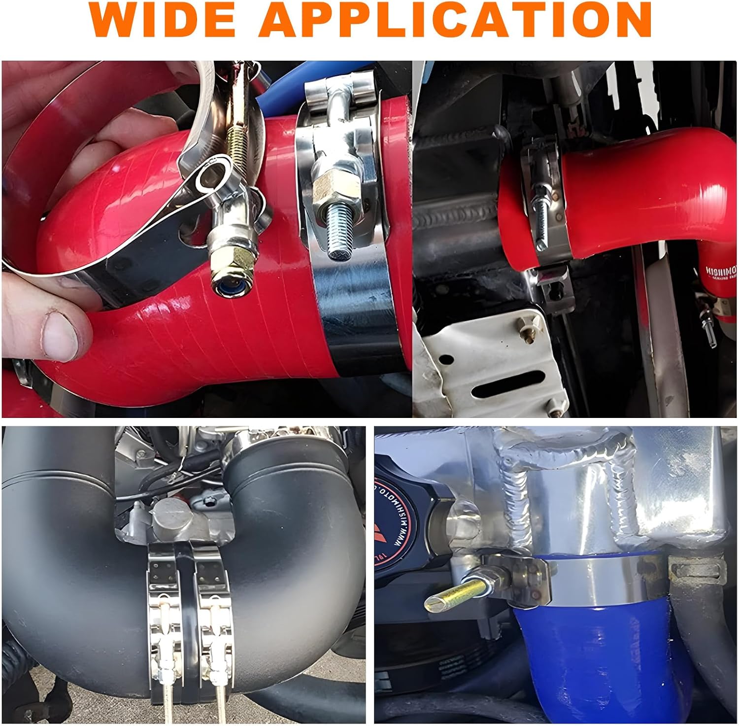 Wevdn 4PCS 2" T-Bolt Hose Clamp, Stainless Steel Tube Clamp with 57mm-65mm ID Range, Heavy-Duty Adjustable T-Bolt Turbo Intake Clamp for 2" Hose ID, Radiator Hose Clamp