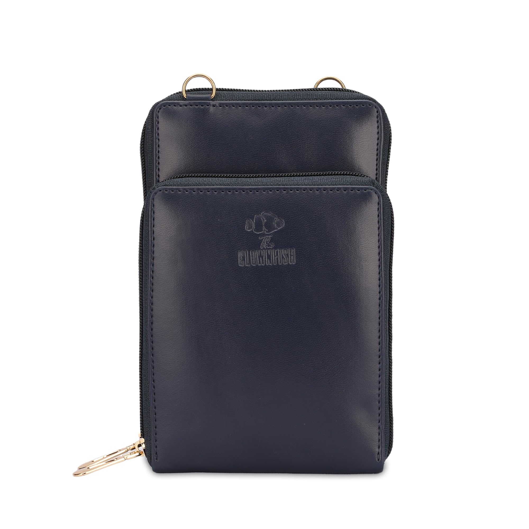 the clownfish Trivia Vegan Leather Ladies Wallet Sling Bag with Zip Around Front Pocket (Navy Blue)-picture-36