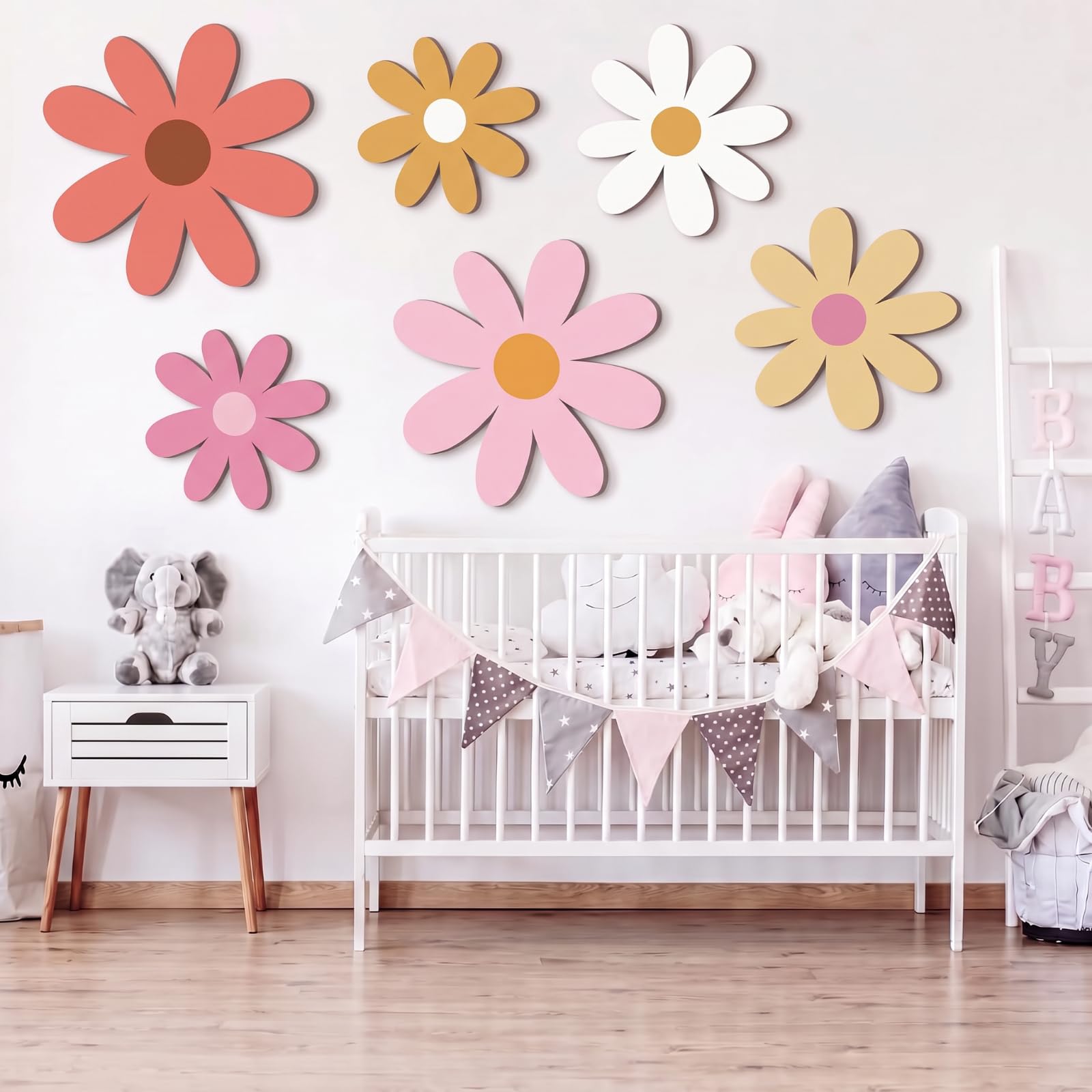 Amazon.com: Thyle 6 Pcs Wooden Daisy Flower Wall Decor, Pastel, 3
