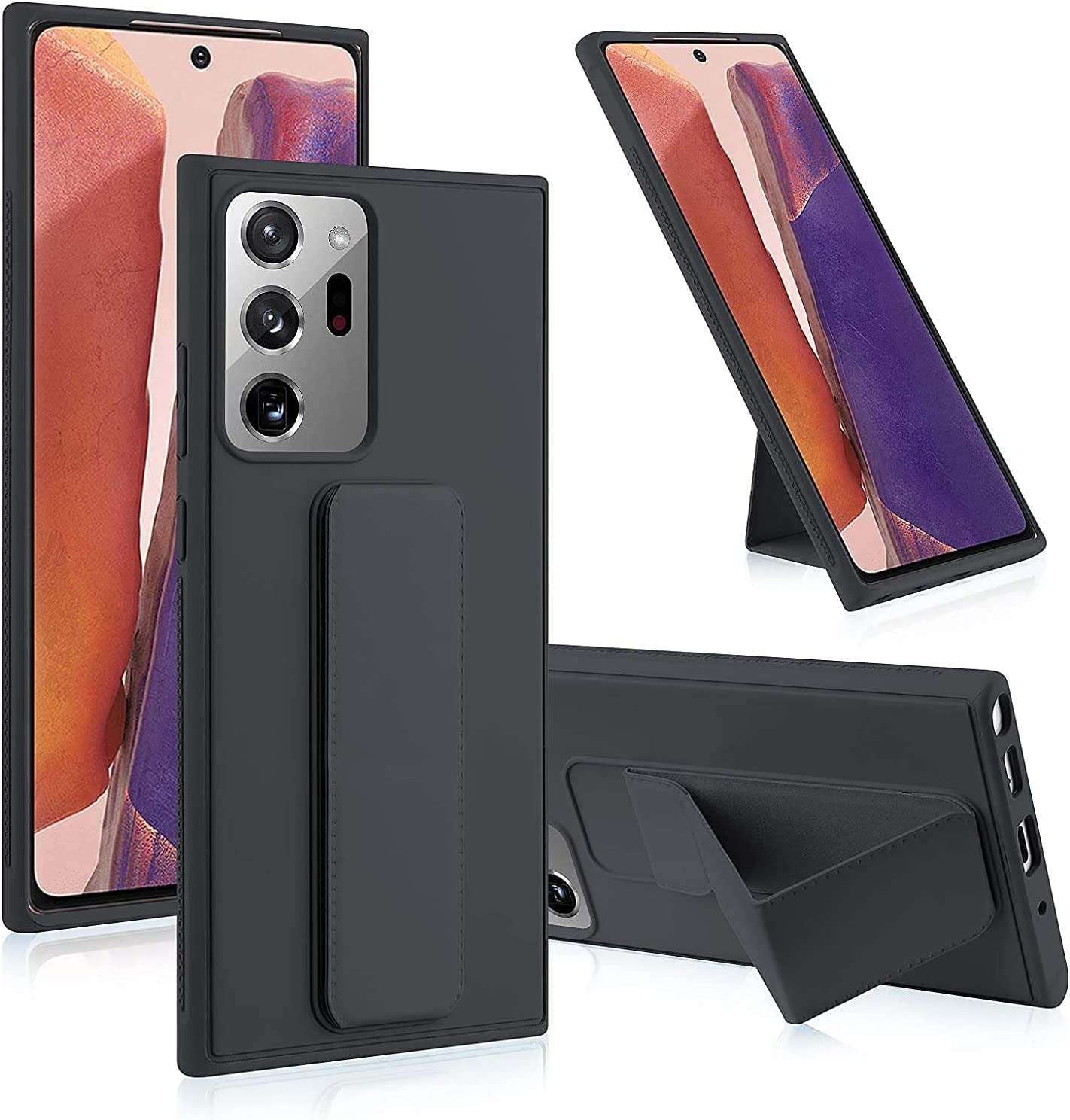 Zubitech Samsung Galaxy Note 20 Ultra Back Stand Case Magnetic Car Holder Soft Silicone Horizontal & Vertical Kickstand Cover Full protection Case for Samsung Galaxy Note 20 Ultra 5G (Black)